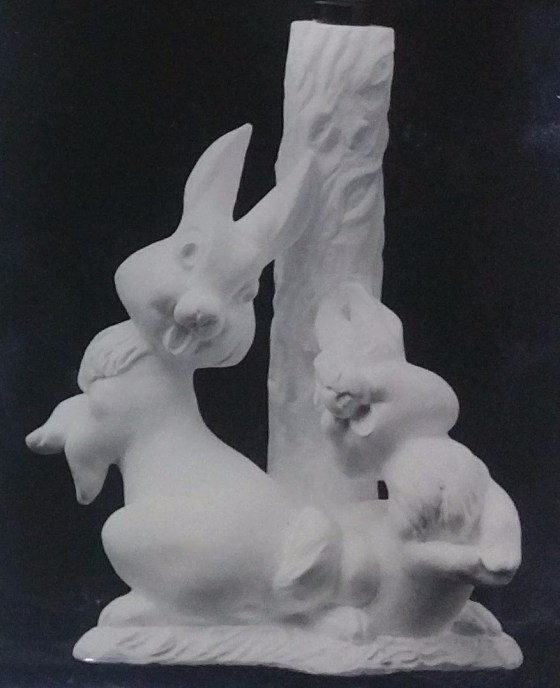 Raw chalkware figurine of a rabbit