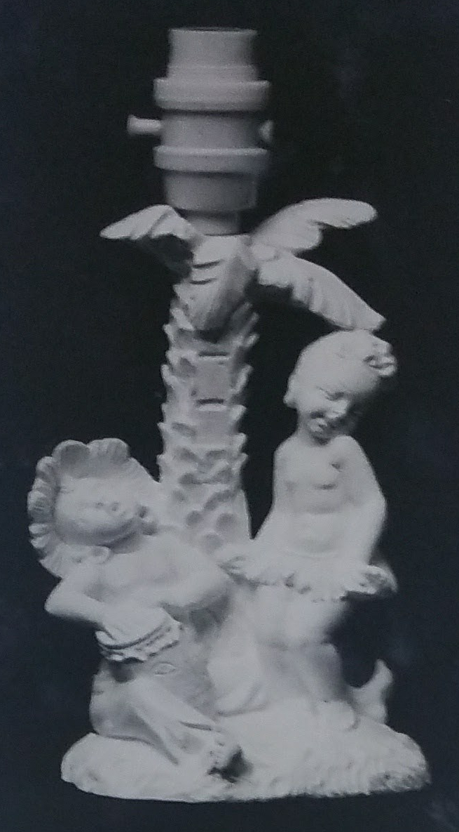 Raw chalkware figurine lamp