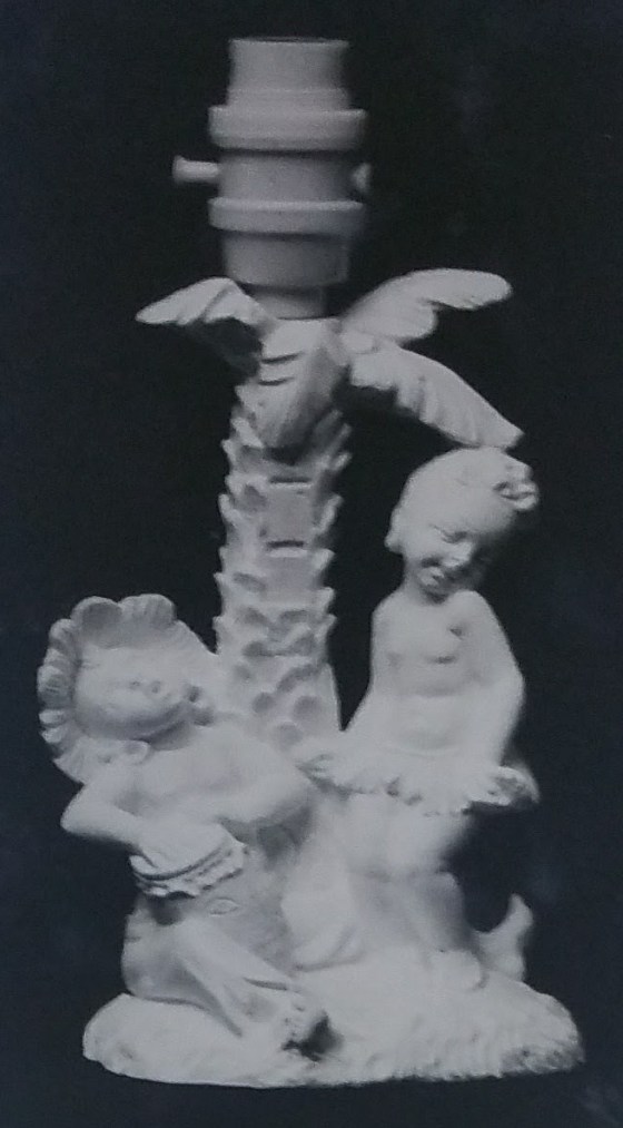 Raw chalkware figurine lamp