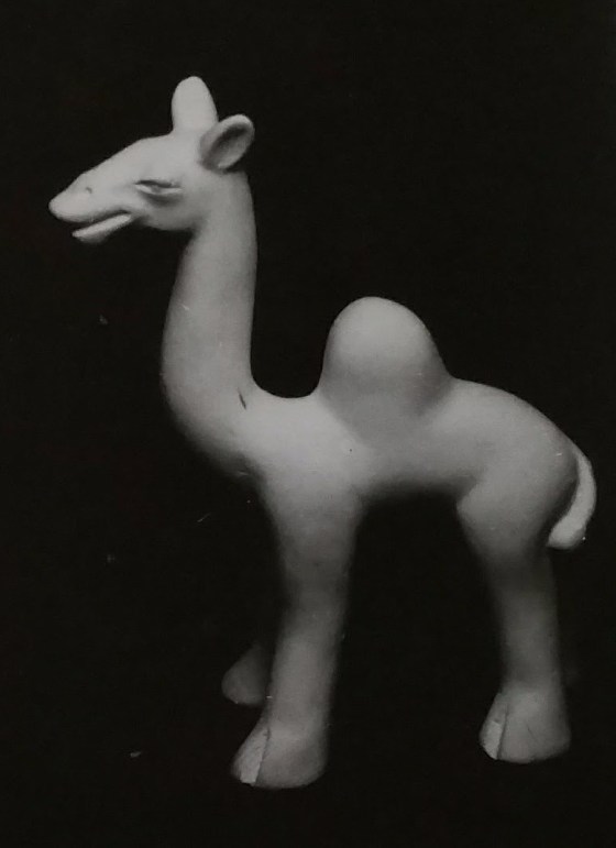 Raw chalkware figurine of a camel