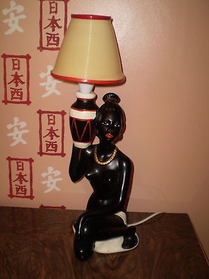 Black chalkware figurine lamp