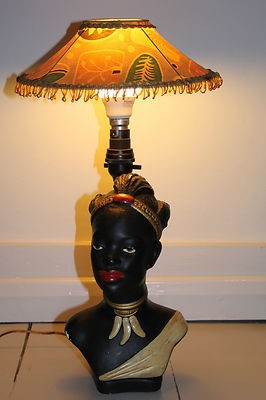 Black chalkware figurine lamp