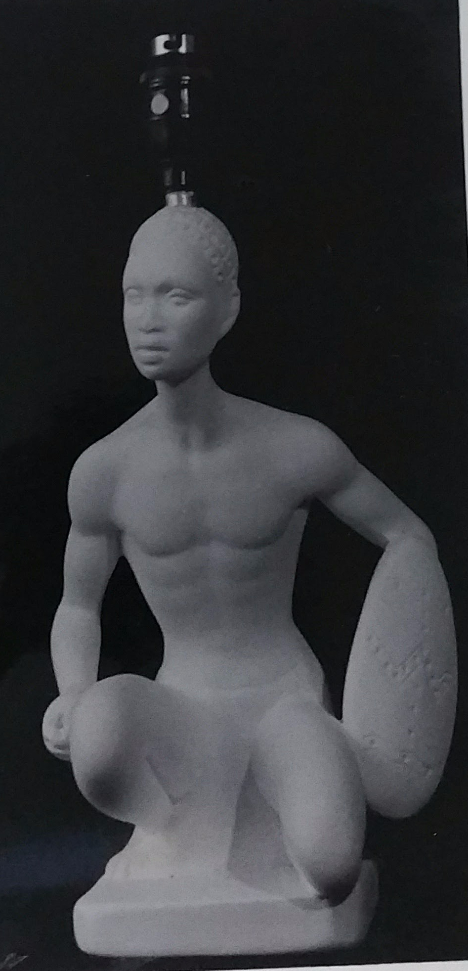 Raw chalkware figurine lamp