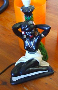 Black chalkware statue lamp