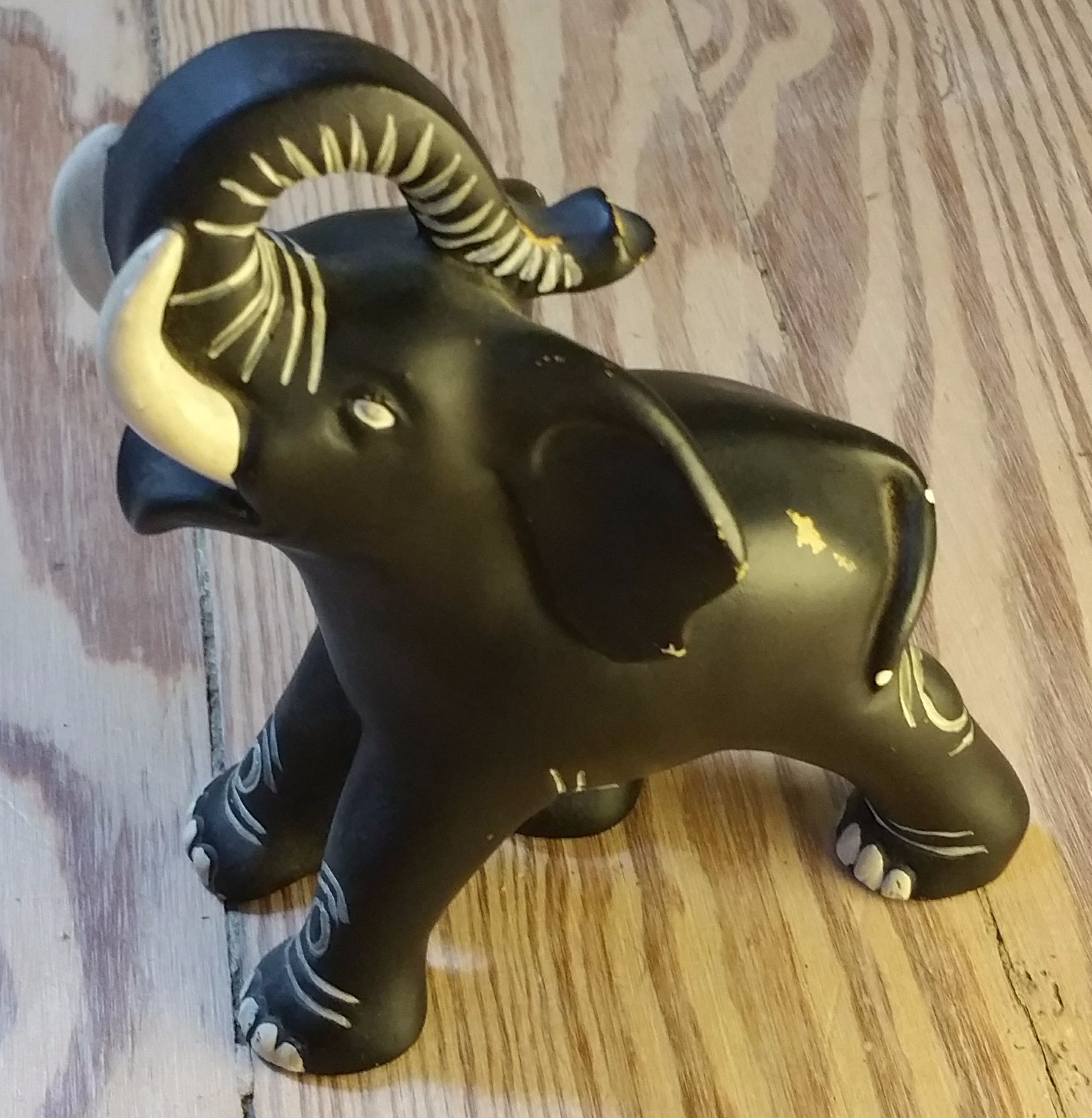 Black chalkware elephant