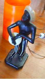 Black chalkware musician statue