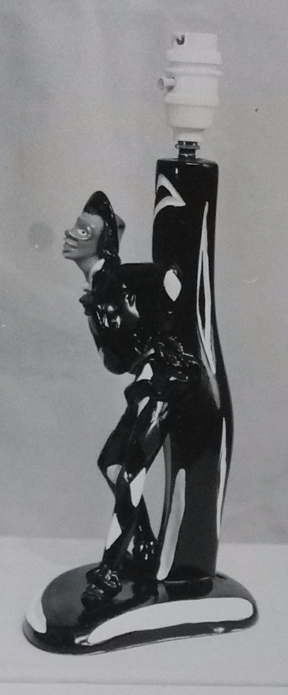 Black chalkware figurine lamp