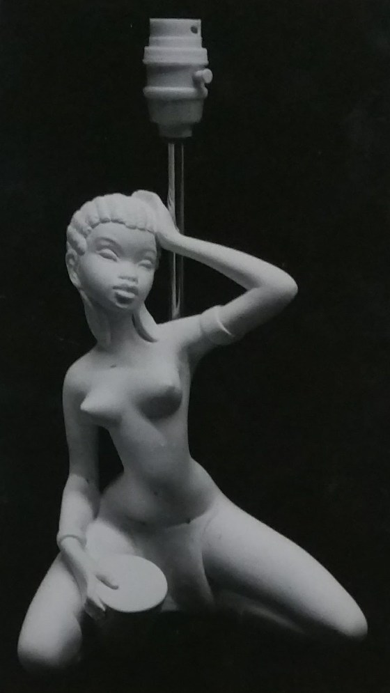 Raw chalkware statue lamp