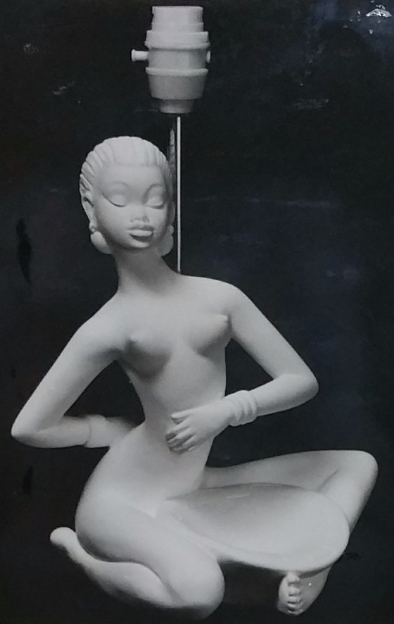 Raw chalkware figurine lamp