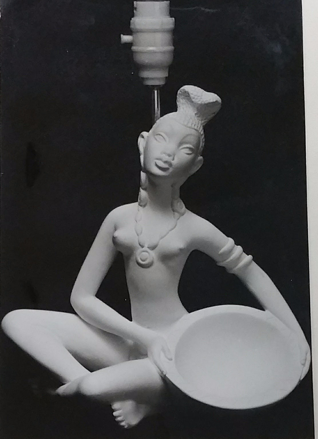 Raw chalkware figurine lamp