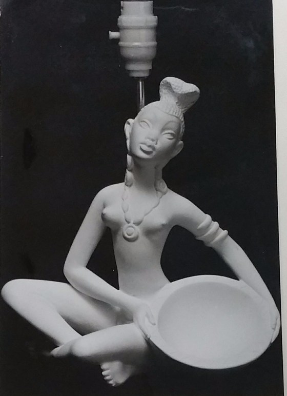 Raw chalkware figurine lamp