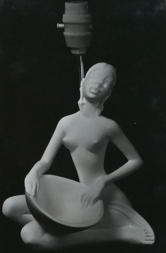 Raw chalkware figurine lamp