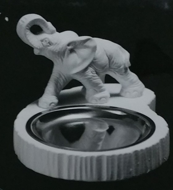 White chalkware elephant statue