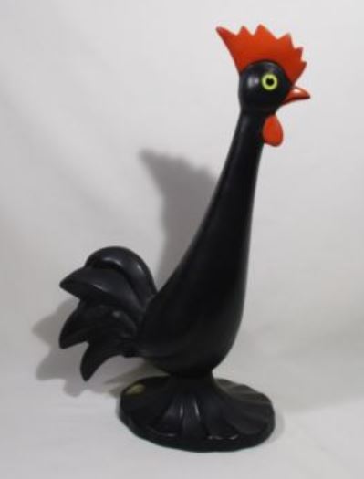 Cock black chalkware statue