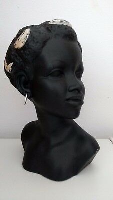 Black chalkware lady bust
