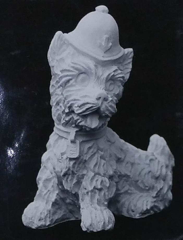 Raw chalkware dog statue