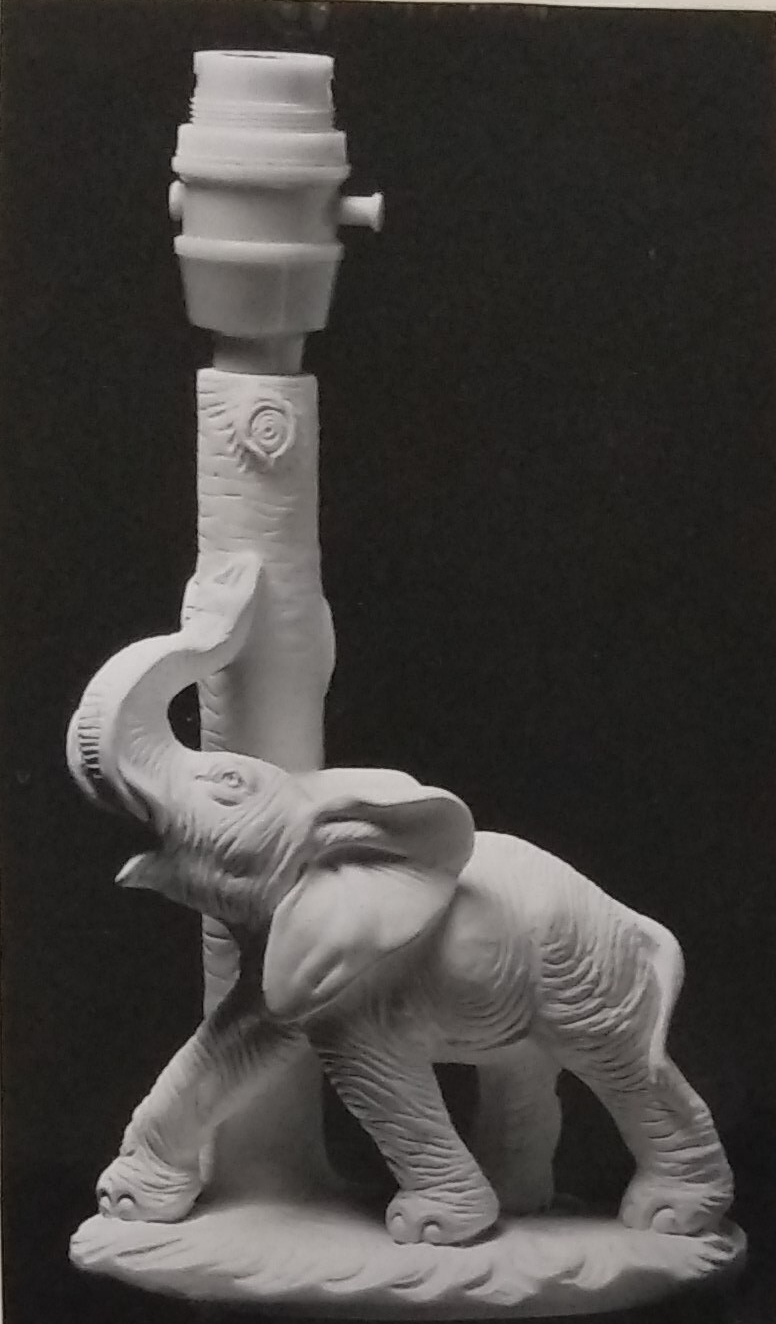 Raw chalkware elephant statue lamp