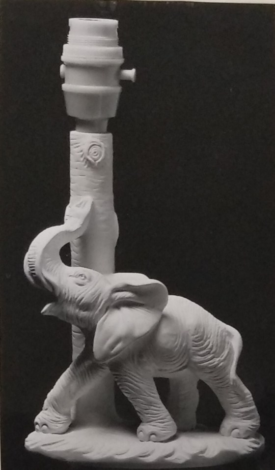 Raw chalkware elephant statue lamp