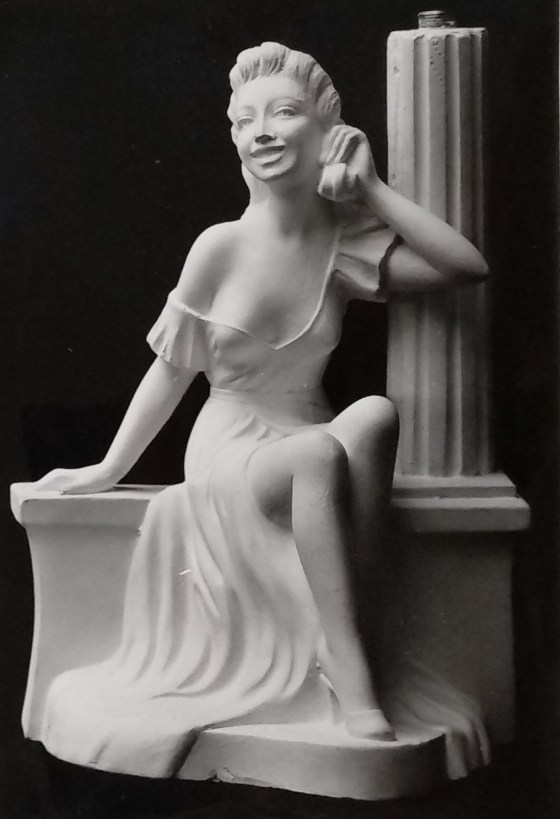 Raw chalkware statue lamp