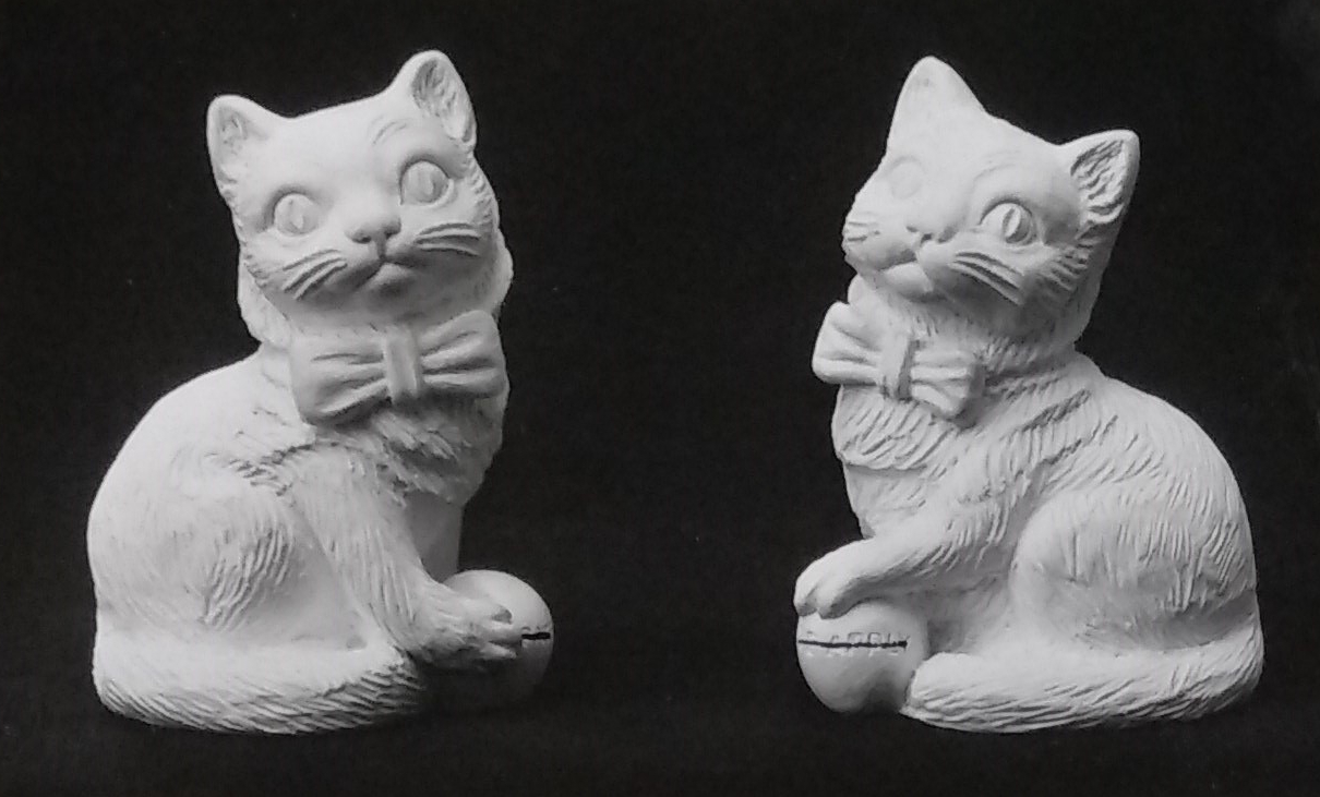 Raw chalkware cat statue