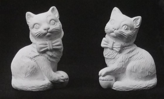 Raw chalkware cat statue