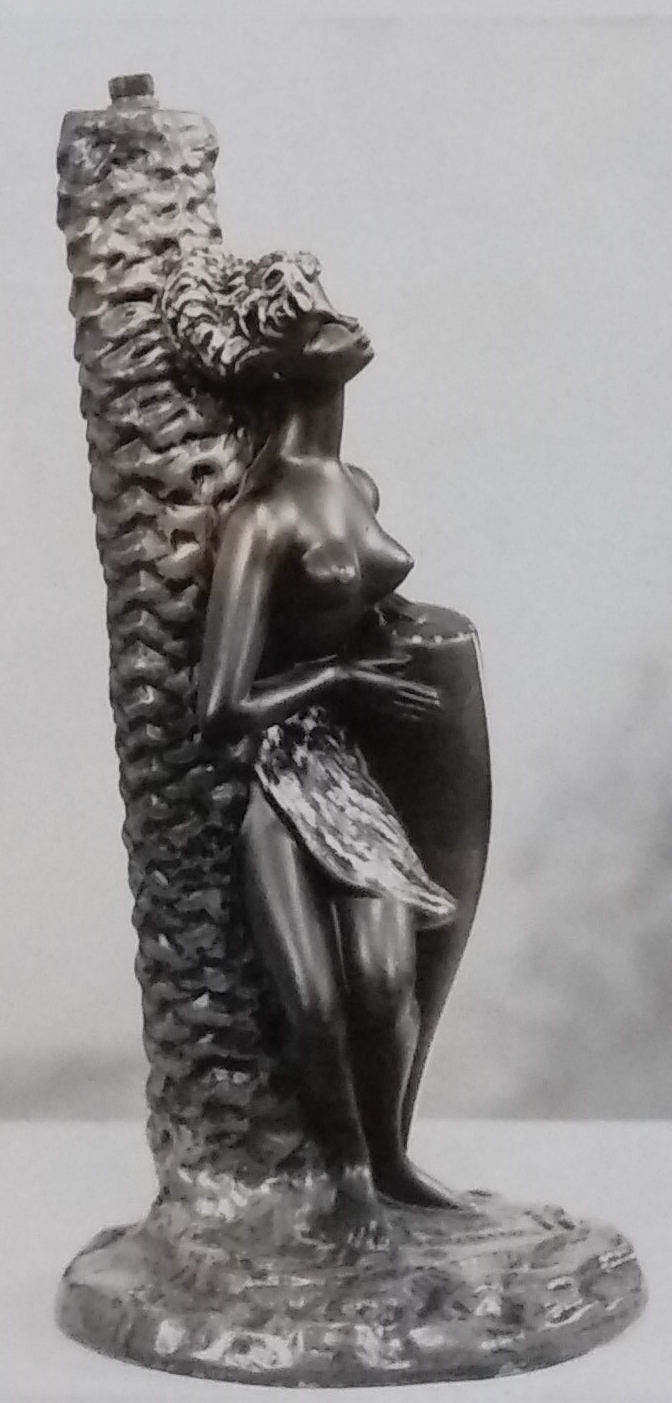 Raw chalkware statue lamp