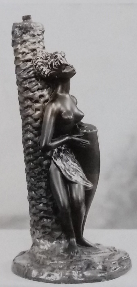 Raw chalkware statue lamp