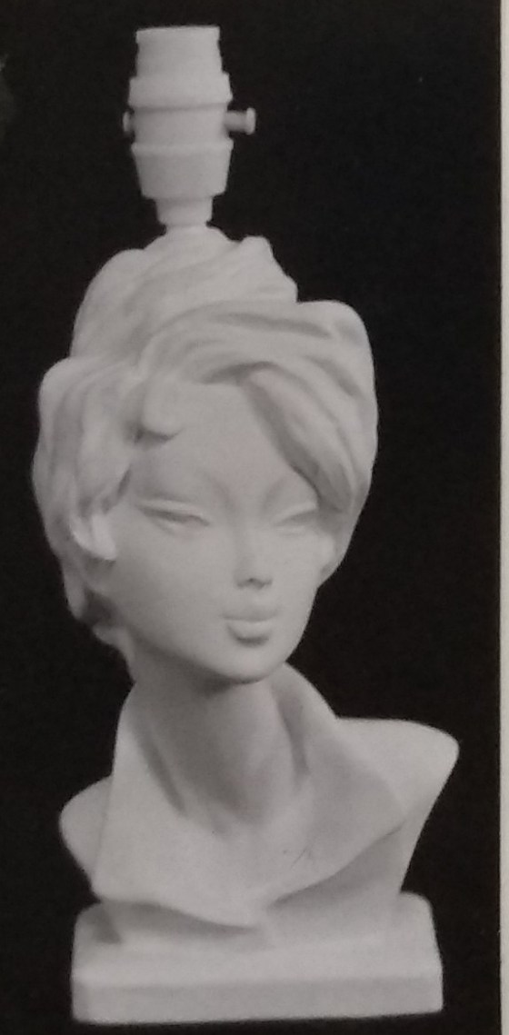 Raw chalkware lady bust lamp