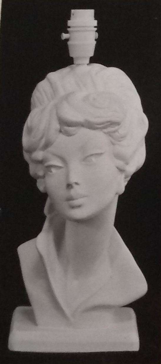 Raw chalkware lady bust lamp