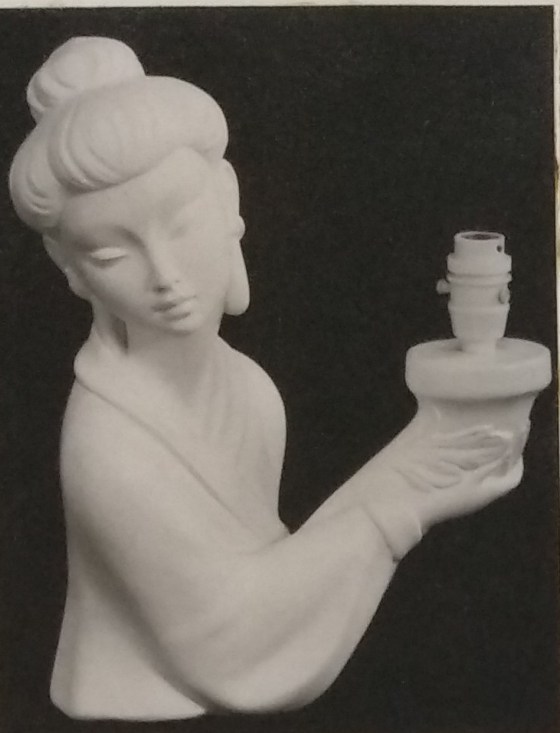 Raw chalkware statue lamp