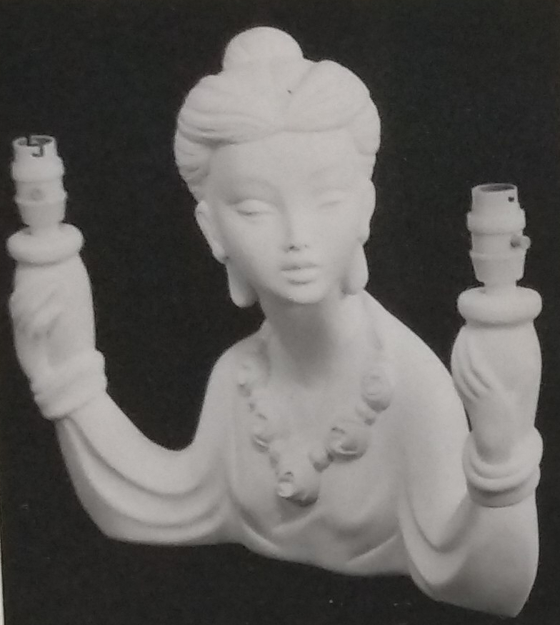 Raw chalkware statue lamp