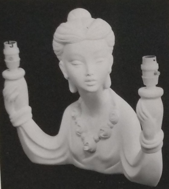 Raw chalkware statue lamp