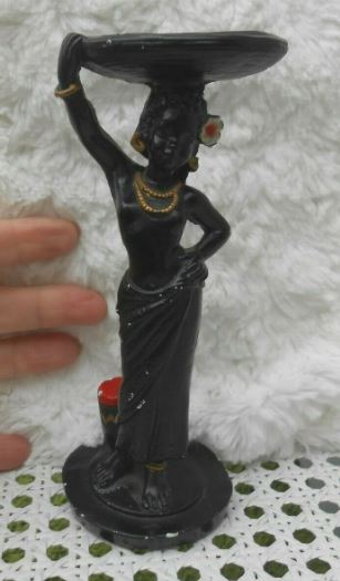 Standing lady figurine in black chalkware