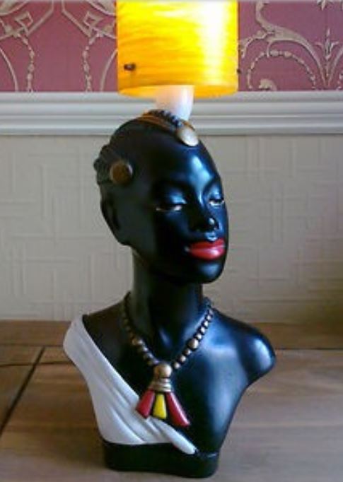 Lady bust lamp made from black chalkware