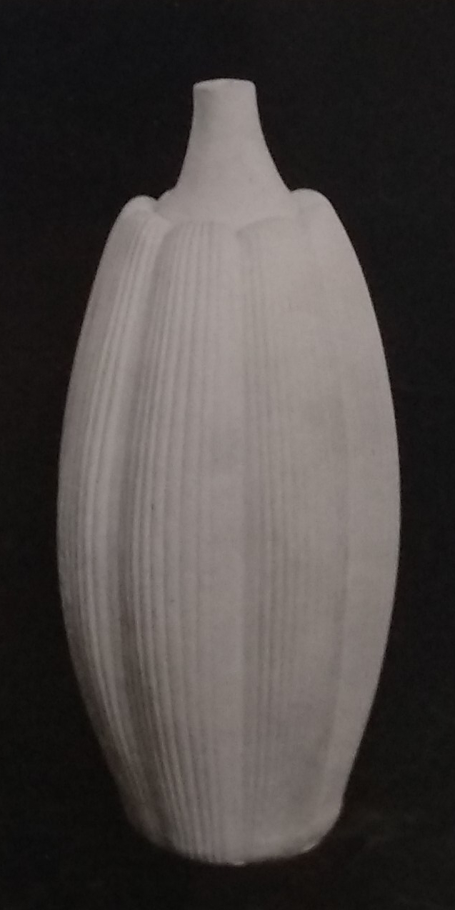 White standard lamp in a tall courgette pattern