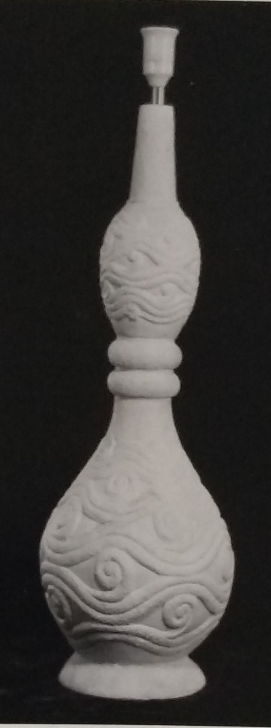 White standard lamp with wavy lines and circles