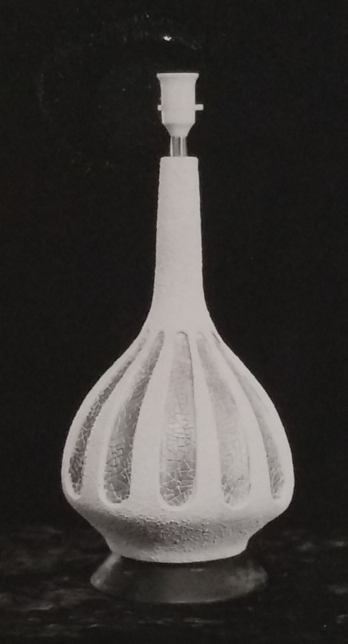 White standard lamp with darker inset lozenge shapes