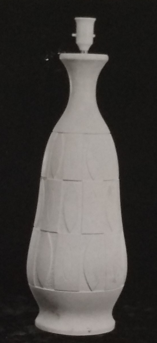 White standard lamp with rectangular and oval shapes