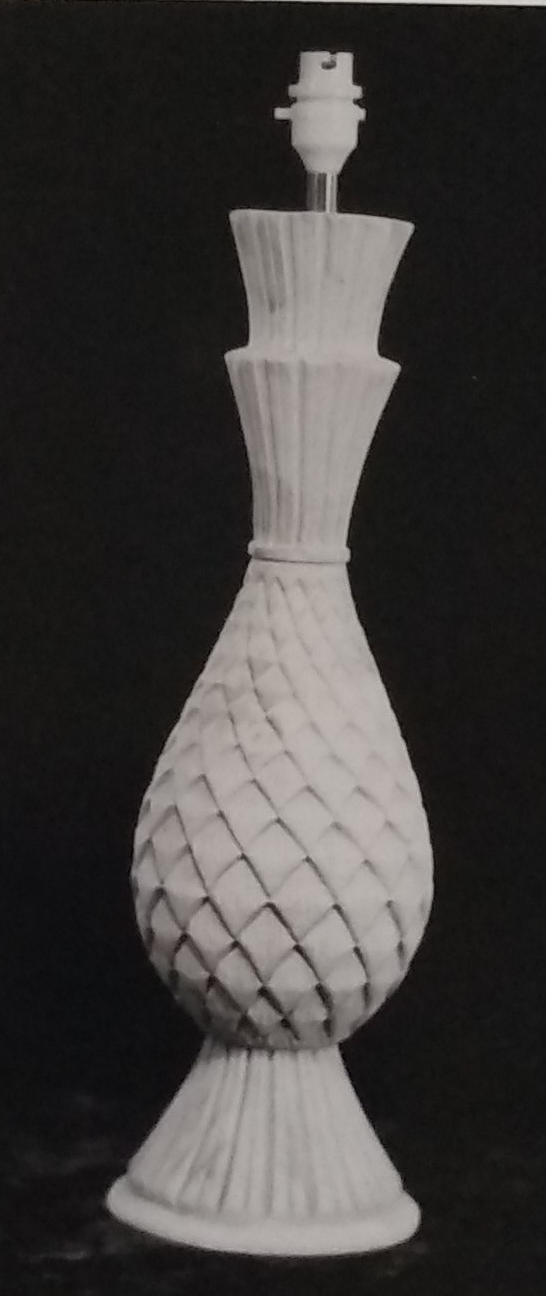 White standard lamp with pineapple type patterning